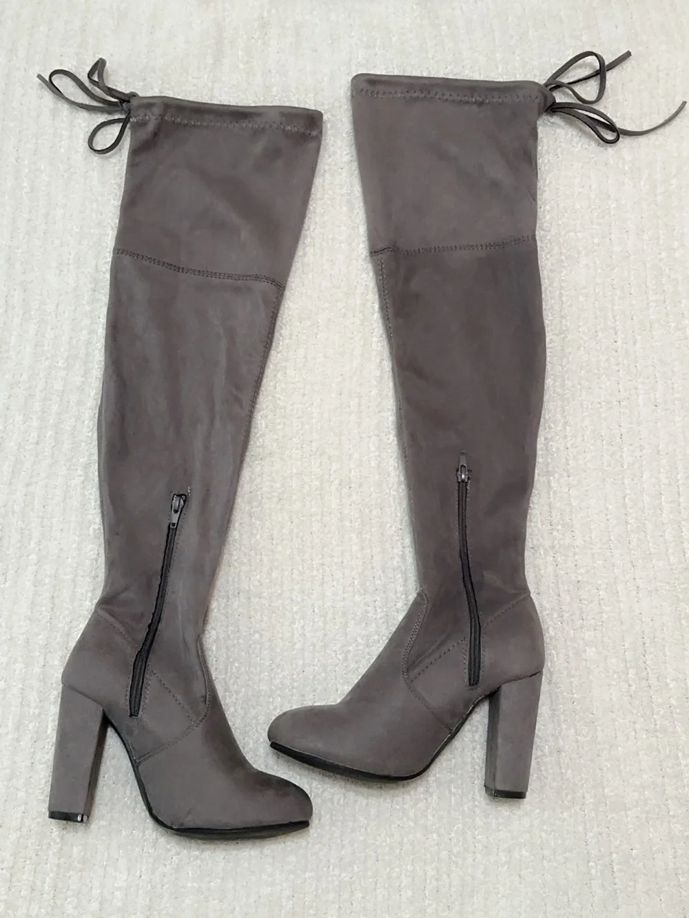 NO DOUBT Over-the-Knee Suede Boots in Gray — Elegant Women’s Knee-High Boot
